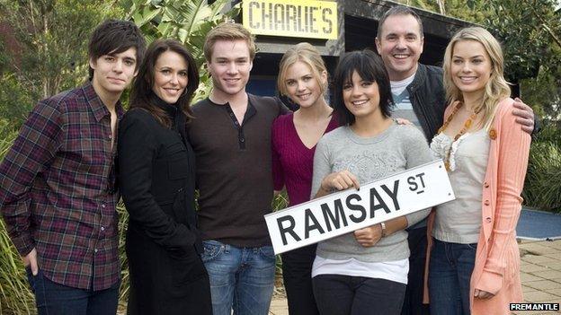 Lily Allen and the cast of Neighbours