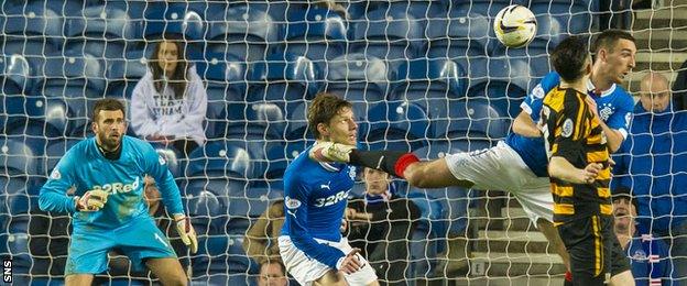 Ben Gordon scores for Alloa Athletic against Rangers