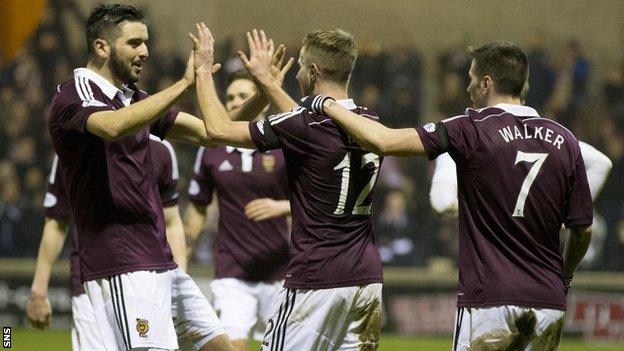 Hearts players celebrating