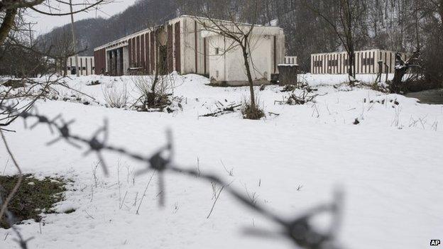 An abandoned warehouse where over 1,000 Muslim Bosniak men and boys were killed in July 1995 in the village of Kravica on the outskirts of Srebrenica (March 2015)