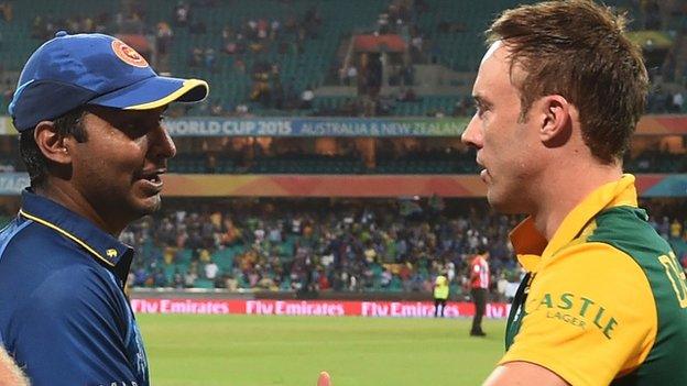 South Africa captain AB de Villiers and Sri Lanka batsman Kumar Sangakkara