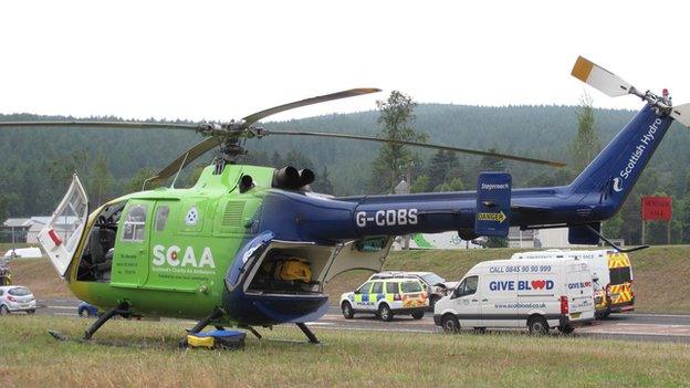 The charity air ambulance airlifts casualties to hospital