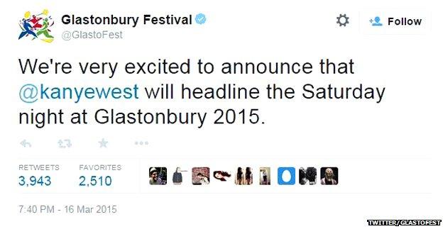 Glastonbury Festival tweet
