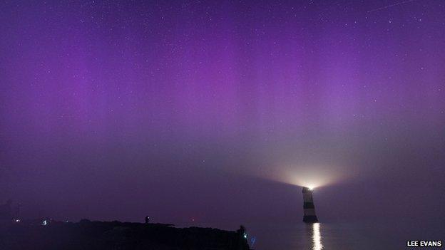 The Northern Lights over Penmon on Anglesey