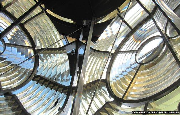 The view from inside the existing lens in the St John's Point lighthouse