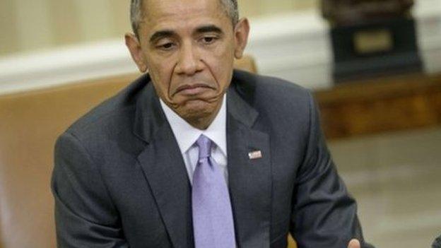 US President Barack Obama makes a statement to the press after a meeting in the Oval Office of the White House3 March 2015