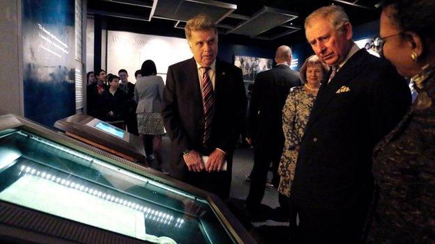 The prince views the 1297 version of the Magna Carta