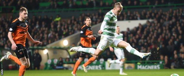 Leigh Griffiths added the finishing touches to Scott Brown's long pass to make it 2-0 Celtic.