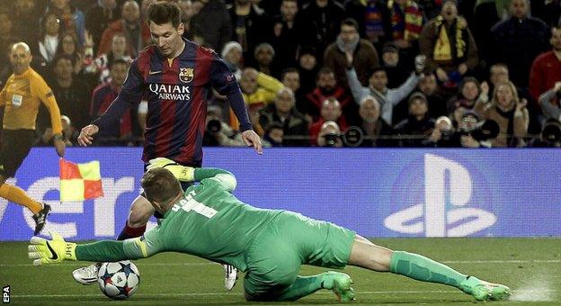 Hart denies Messi again