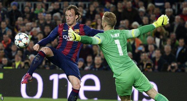 Hart was only beaten when Ivan Rakitic scored on 31 minutes