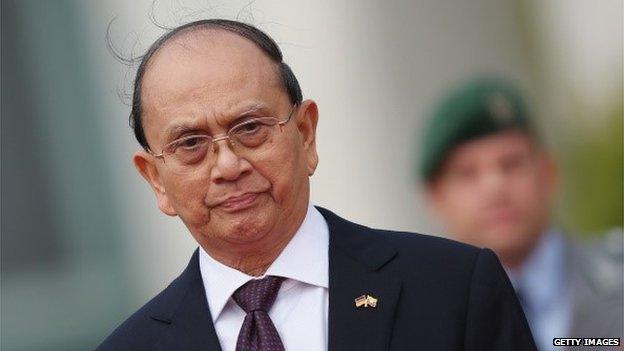 Myanmar President Thein Sein arrives at the Chancellery to meet with German Chancellor Angela Merkel on September 3, 2014 in Berlin, Germany.