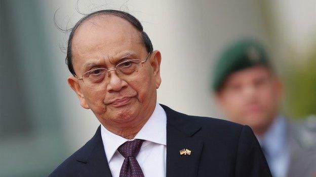 Myanmar President Thein Sein arrives at the Chancellery to meet with German Chancellor Angela Merkel on September 3, 2014 in Berlin, Germany.