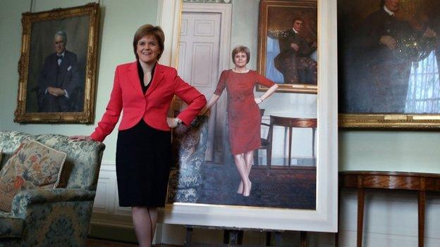Nicola Sturgeon with her portrait