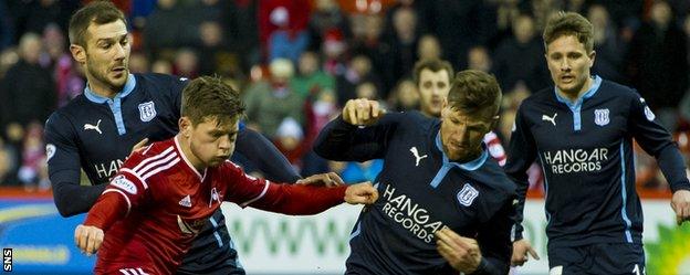 Aberdeen's Cammy Smith in action against Dundee