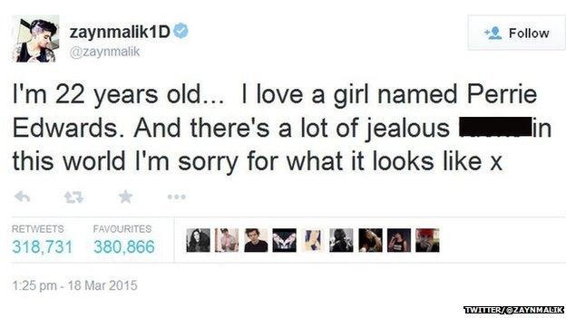 Zayn Malik tweet