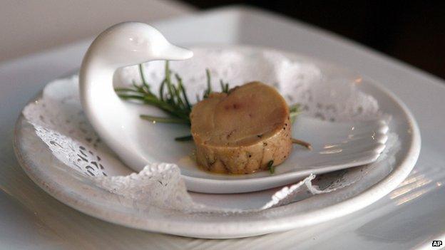 A serving of foie gras on a dish