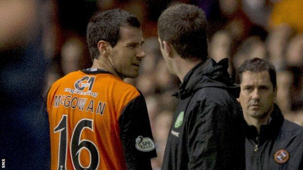 Ronny Deila felt the referee was correct to send off Ryan McGowan.