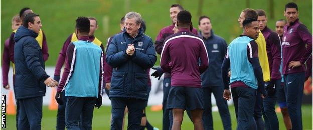 Roy Hodgson takes England training