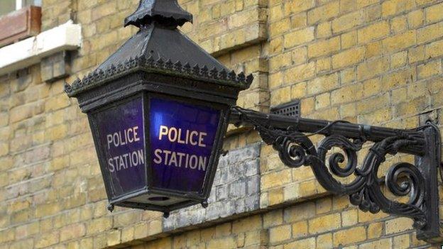 Police lamp outside police station