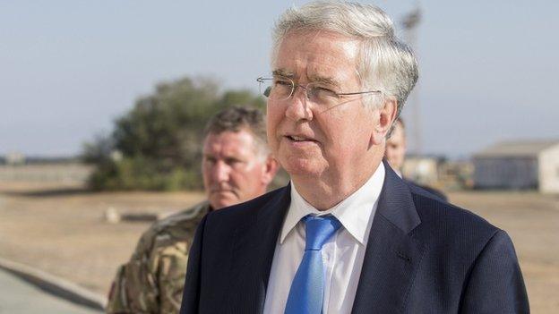 Michael Fallon visiting UK service personnel in Cyprus