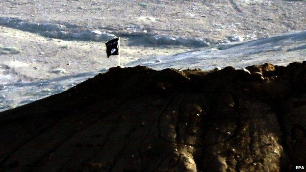 ISIS flag near the Turkish border