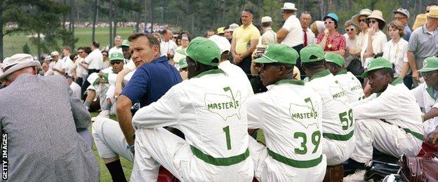 Arnold Palmer and Augusta caddies