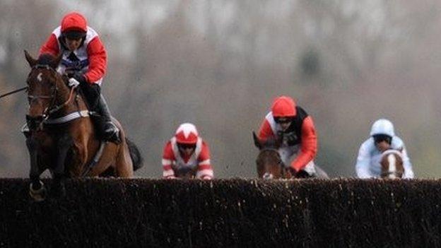 Carruthers winning the Hennessy Gold Cup at Newbury