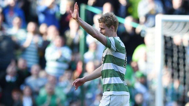 Gary Mackay-Steven's muted celebration after scoring against his former club.