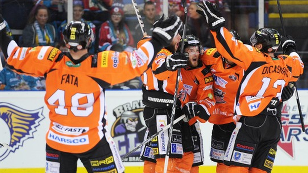 Sheffield Steelers celebrate winning the Elite League