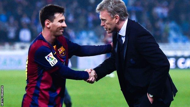 David Moyes and Barcelona's Lionel Messi