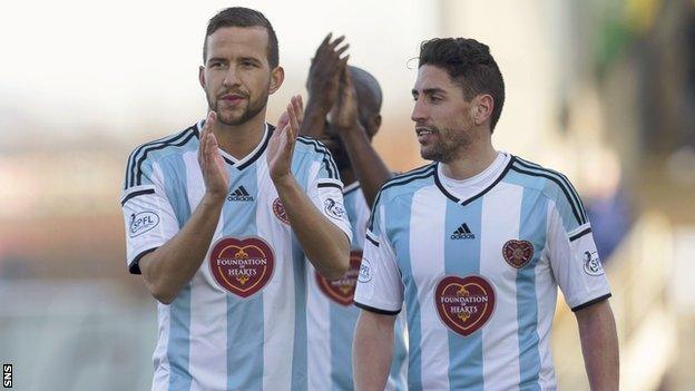 Hearts players celebrating