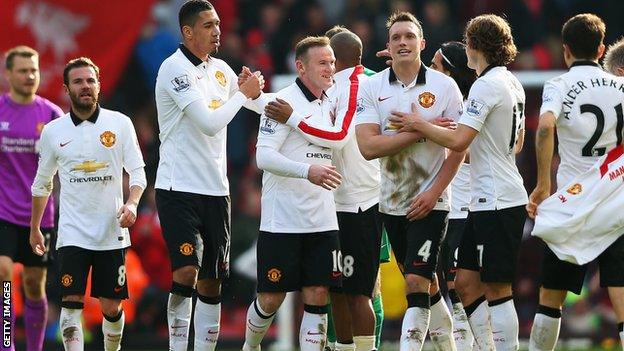 Manchester United players celebrate