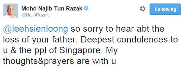 Tweet from Najib Razak