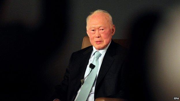 A file picture dated 29 June 2010 shows Lee Kuan Yew at a forum in Singapore