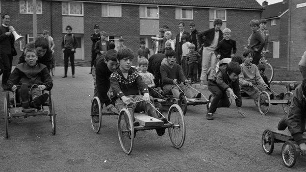 Go karting on the Gurnos estate