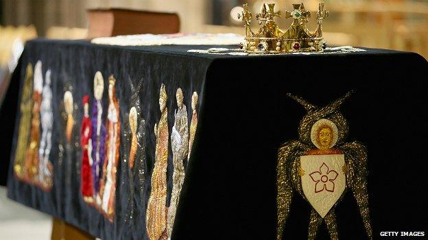 coffin in cathedral