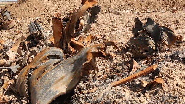 Wreckage of armoured vehicle