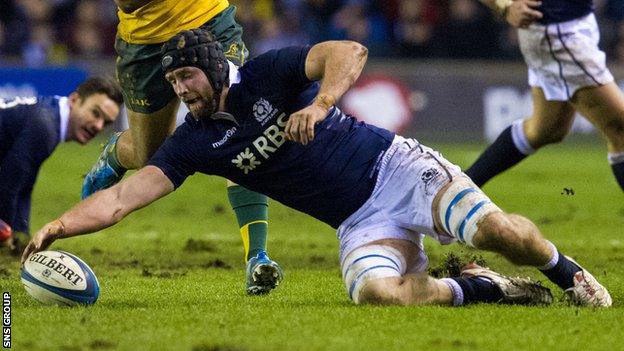 Kieran Low made his Scotland debut against Australia in 2013