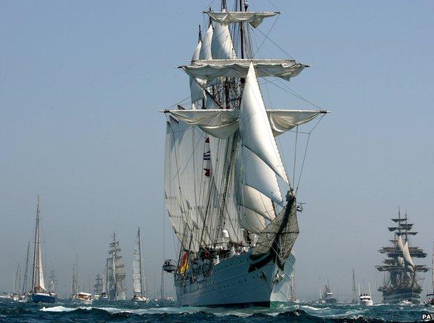 Tall ships leaving Cadiz