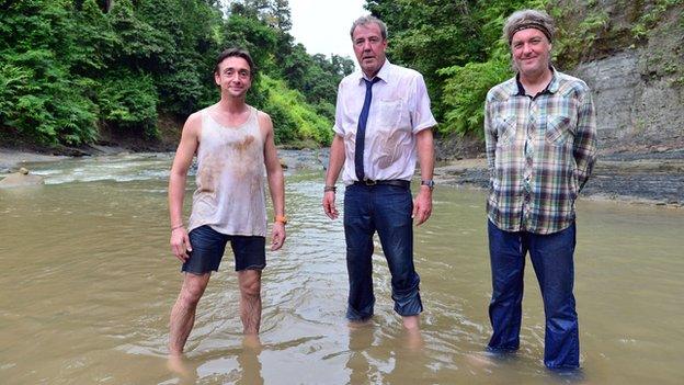 Top Gear hosts Richard Hammond, Jeremy Clarkson and James May