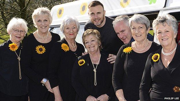 Writers Gary Barlow and Tim Firth met the original Calendar Girls in Burnsall