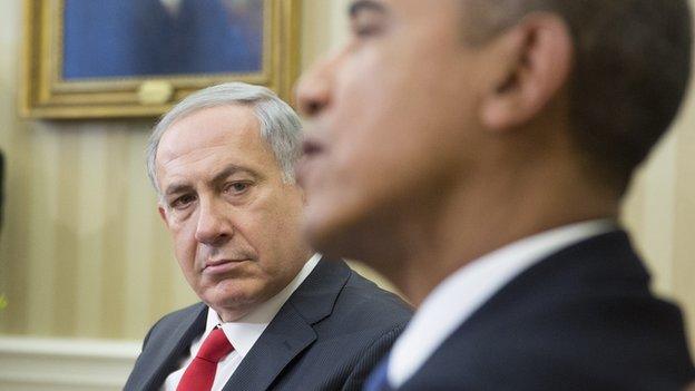 Benjamin Netanyahu and Barack Obama in the White House. Mar 2014