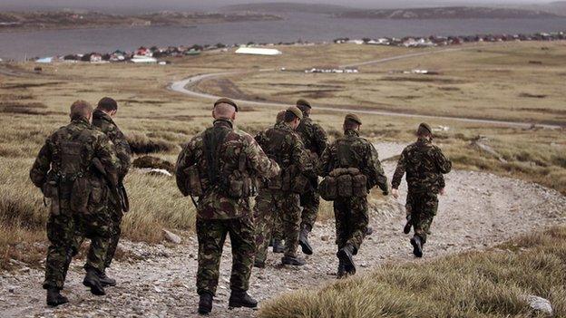 Falklands Islands Defence Force take part in a training exercise in Stanley in 2007