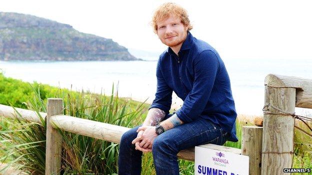 Ed Sheeran on Summer Bay beach