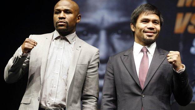 Floyd Mayweather (left) and Manny Pacquiao