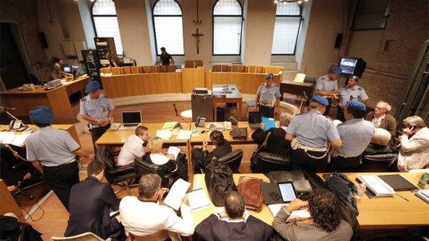 A general view taken on September 5, 2011 shows the Perugia courthouse before the start of the appeal trial of convicted Italian murderer Raffaele Sollecito and his former US girlfriend Amanda Knox.