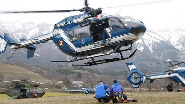 Helicopters in Seyne, near the crash site