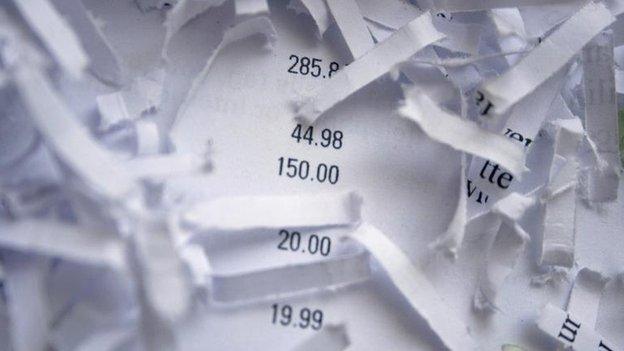 Shredded bank statement