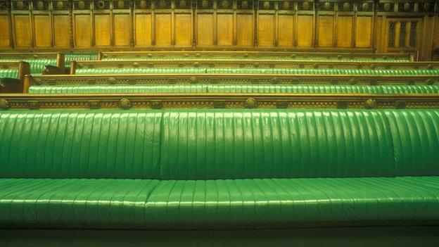 The green benches in the House of Commons