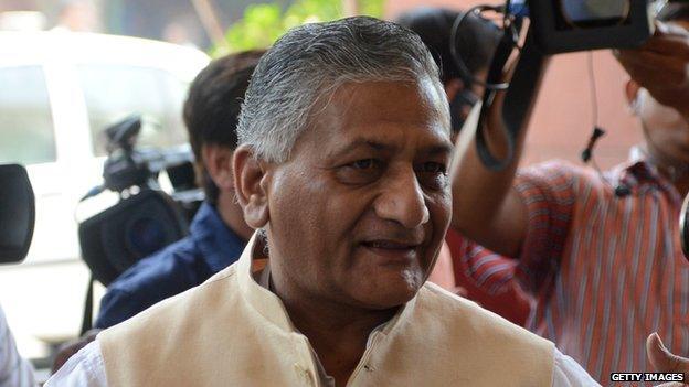 Indian minister of state for external affairs Gen VK Singh